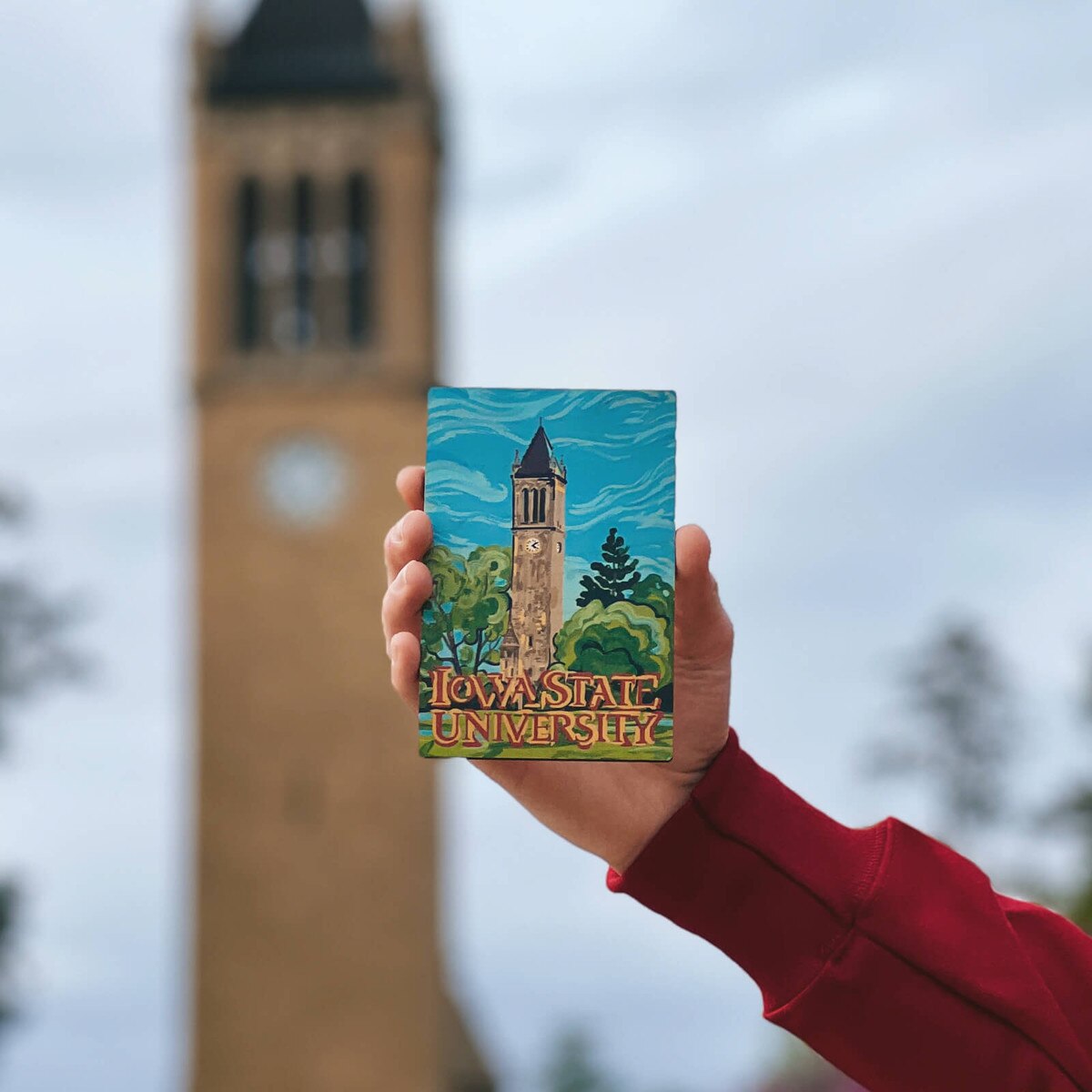Justin Patten Campanile Iowa State Wood 4x6 Postcard